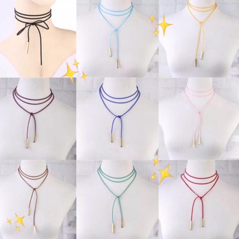 SUEDE CHOKER LARIAT STYLE WRAP NECKLACE‎ VARIOUS COLORS AVAILABLE- NEW